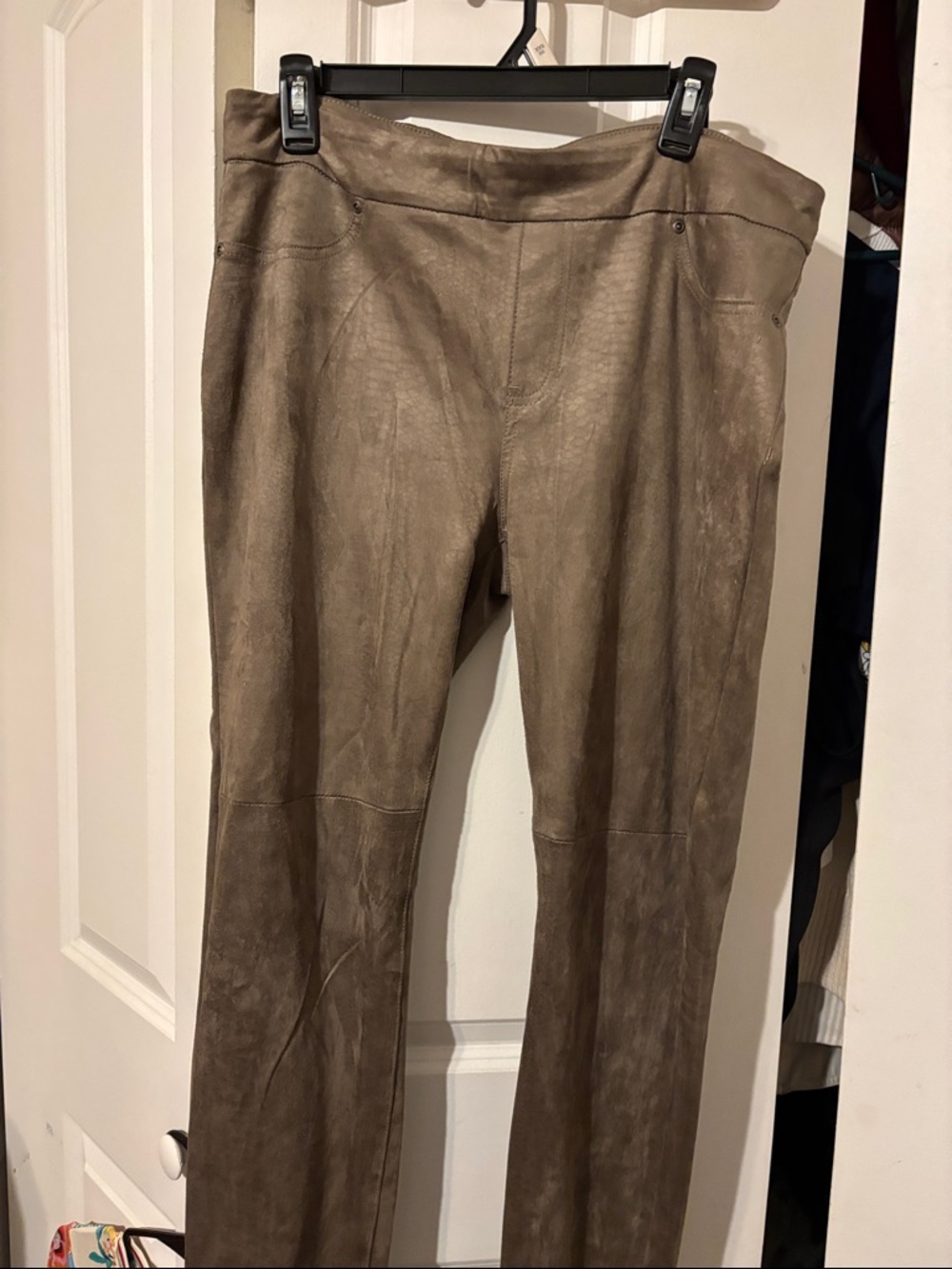 Tribal Taupe Faux Suede Slim-Leg Pants(jeggings)